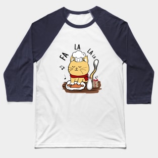 Meowy Christmas Chef Cat Fa La La La Baseball T-Shirt